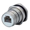 Sealcon: 7.R50.008.700..M23 RJ45 Ex-I Nickel Plated Brass Single Hole Connector With Strain Relief And 8-pos Female/female Coupler  ….M23 RJ45 8-Pole Connector  – Panel, Male Thread, Rear Mount, Sin