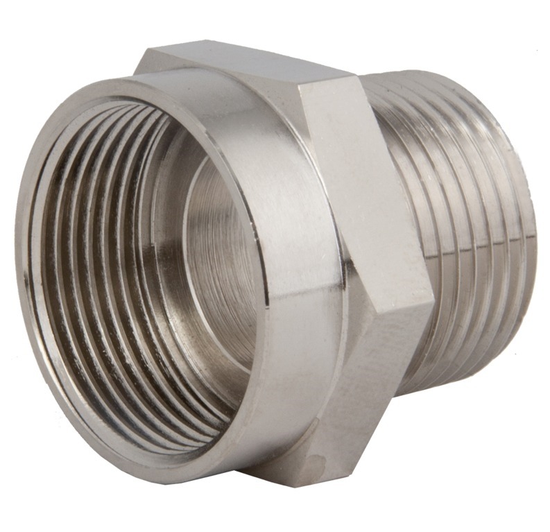 Sealcon: Nickel Plated Brass Thread Adapter 1/2” NPT To M20 X 1.5 Threads