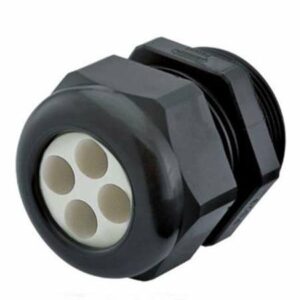 Strain Relief, Multi-Hole, Dome Top, Black Nylon, 1/2″NPT, Slotted Holes: 4 X .12″ (3.0 Mm)