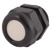 Sealcon: CD48AP-BK   Strain Relief W/ Solid Plug, Black Nylon, Dome Fitting, PG Thread..Hole O.D. (A) 2.34” (59.4 Mm) 2.34” (59.4 Mm)..Body Length (B/C) 1.93” (49 Mm) 1.93” (49 Mm)..Thread Length